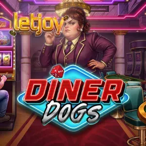 Diner Dogs slot machine interface com tema de crime neon